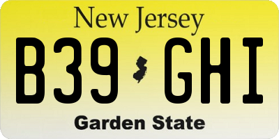 NJ license plate B39GHI