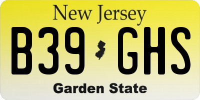 NJ license plate B39GHS