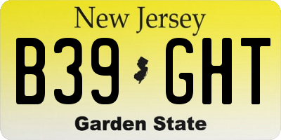 NJ license plate B39GHT