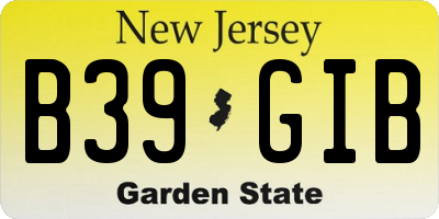 NJ license plate B39GIB