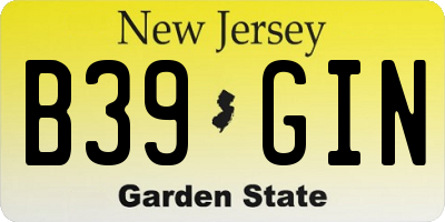 NJ license plate B39GIN