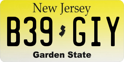 NJ license plate B39GIY