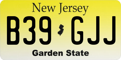 NJ license plate B39GJJ