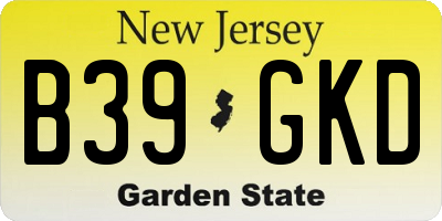 NJ license plate B39GKD