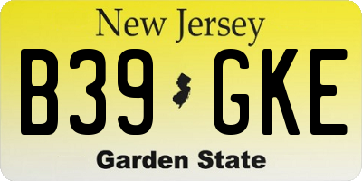 NJ license plate B39GKE