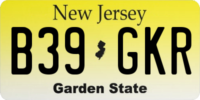 NJ license plate B39GKR