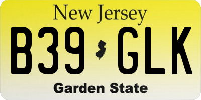 NJ license plate B39GLK