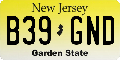 NJ license plate B39GND