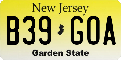 NJ license plate B39GOA