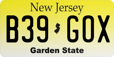 NJ license plate B39GOX