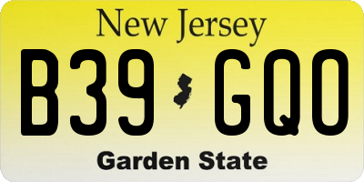 NJ license plate B39GQO