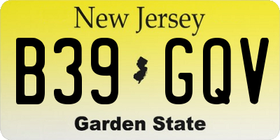 NJ license plate B39GQV