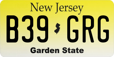NJ license plate B39GRG