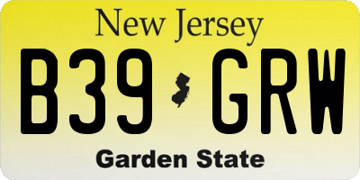 NJ license plate B39GRW