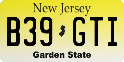 NJ license plate B39GTI