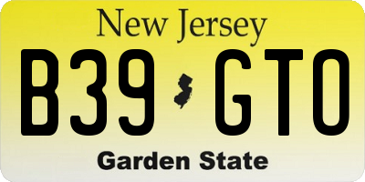 NJ license plate B39GTO