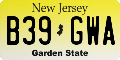 NJ license plate B39GWA