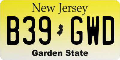 NJ license plate B39GWD