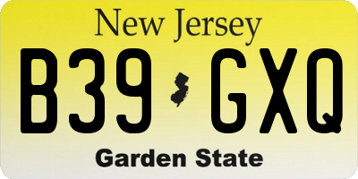 NJ license plate B39GXQ