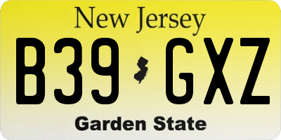 NJ license plate B39GXZ