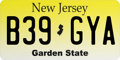 NJ license plate B39GYA
