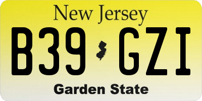 NJ license plate B39GZI