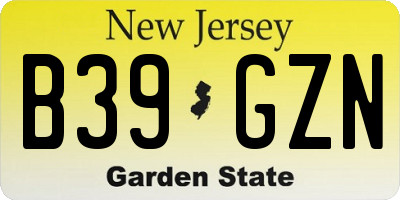 NJ license plate B39GZN
