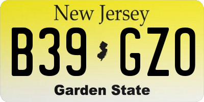 NJ license plate B39GZO
