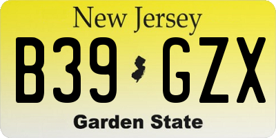 NJ license plate B39GZX