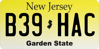 NJ license plate B39HAC