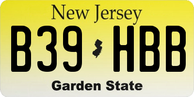 NJ license plate B39HBB