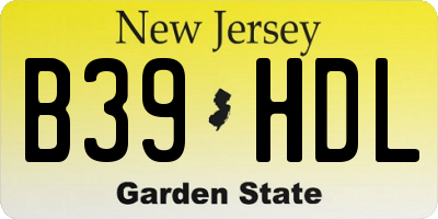 NJ license plate B39HDL