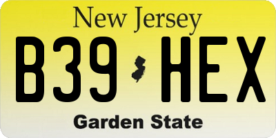 NJ license plate B39HEX