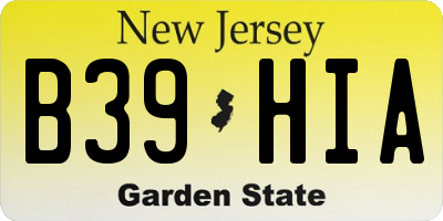NJ license plate B39HIA
