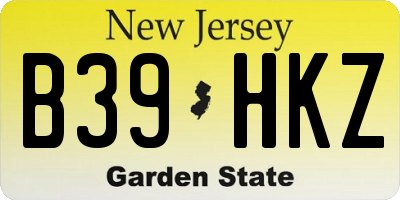 NJ license plate B39HKZ