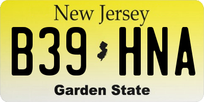 NJ license plate B39HNA