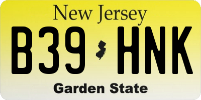 NJ license plate B39HNK