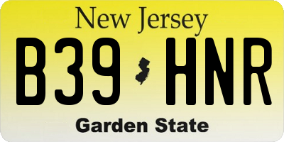 NJ license plate B39HNR