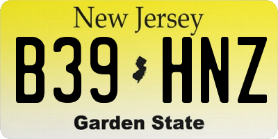 NJ license plate B39HNZ