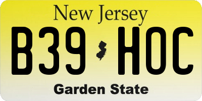 NJ license plate B39HOC