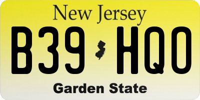 NJ license plate B39HQO