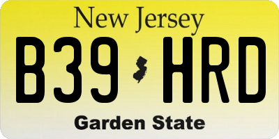 NJ license plate B39HRD