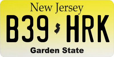 NJ license plate B39HRK