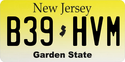 NJ license plate B39HVM