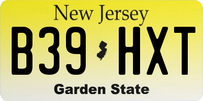 NJ license plate B39HXT