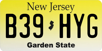 NJ license plate B39HYG