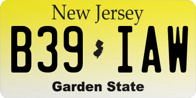 NJ license plate B39IAW