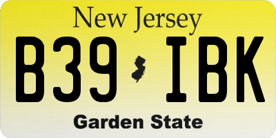 NJ license plate B39IBK