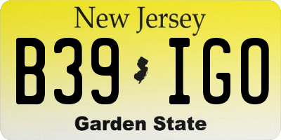 NJ license plate B39IGO