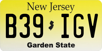 NJ license plate B39IGV